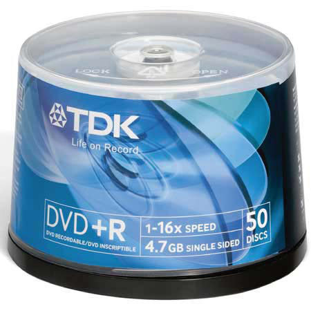 UPC 020356485191 product image for TDK DVD+R, 16x Recordable Media, 50 Pack on a Spindle. | upcitemdb.com
