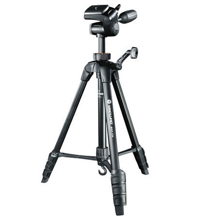Vanguard MAK 234 Aluminum Alloy 4 Section Tripod with 3 Way Pan Head, Bubble level, Quick-Flip Leg Locks, Load Capacity 6.6 lb