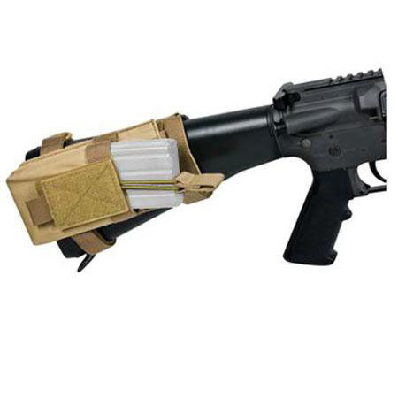 NcSTAR Vism Single Magazine Pouch with Stock Adapter, for a 5.56/223, or 7.62x39 Double Stack Magazine, Tan.