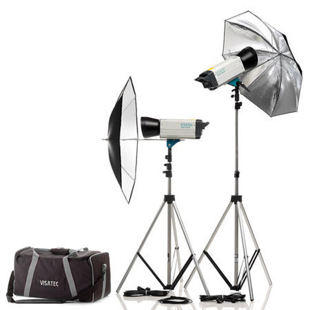 Visatec Solo Two 800B Monolight Car Kit with Umbrella, Light Stands, Travel Bag &amp; Sync Cord, 600 Total Watts image