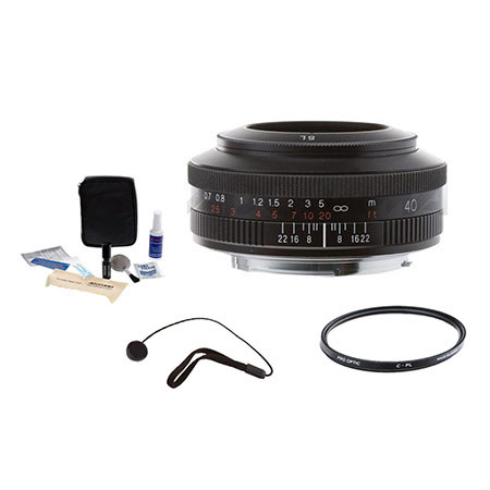 Voigtlander Ultron 40mm f/2 SL-II Aspherical Compact Pancake Manual Focus Normal Lens for Canon EOS Film & Digital Cameras, with Pro Optic 52mm Digital Essentials Filter Kit, Lens Cap Leash, Professional Lens Cleaning Kit