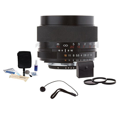 Voigtlander Nokton 58mm f/1.4 SL-II Manual Focus Lens for Nikon Film & Digital Cameras - Bundle - with Pro Optic 58mm Digital Essentials Filter Kit, Lens Ca