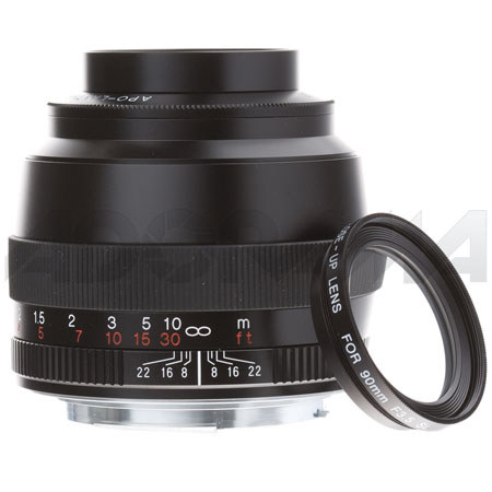 Voigtlander 90mm f/3.5 Sl II Apo-Lanthar, CPU Integrated, Manual Close Focus Lens, Black, with Hood and Close-up Lens, for Canon EOS Mount Cameras