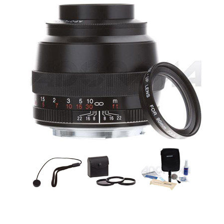 Voigtlander 90mm f/3.5 Sl II Apo-Lanthar, CPU Integrated, Manual Close Focus Lens, Black, with Hood and Close-up Lens, for Canon EOS Mount Cameras - Bundle - wi