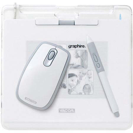 Wacom 4x5 USB Graphire 4 White Graphics Tablet with Pen, Mouse and Software Refurbished By wacom image
