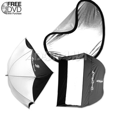 Westcott Portable Studio Kit 2 Mono (28" Recessed Apollo Mono, 45" Halo Mono &amp; a 42" Silver/White Illuminator Reflector) image