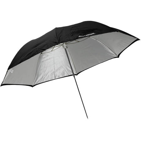 Westcott Compact 43" White Satin Umbrella with Removable Black Cover - Collapsible image
