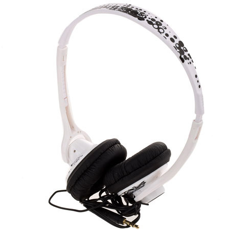Wicked WI-8002 Chill Lightweight On Ear White with Black Print Headphone