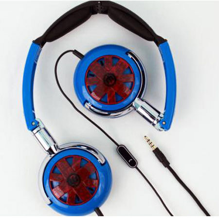 Wicked WI-8150 Tour Portable Stylish Folding Blue with Red Design Headphone with Mic