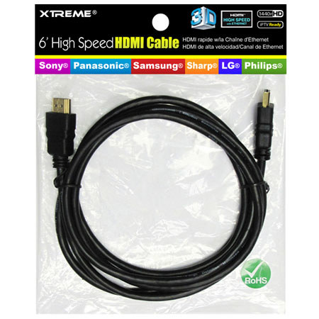 Xtreme Cable HDMI 1.4 Audio/Video Cable for 3D HDTV - 6 Feet image