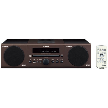 Yamaha MCR-040 Bookshelf Micro Component System with Built-in iPod Dock, CD Player, FM Radio, USB and Mini Jack Inputs - Brown