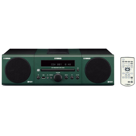 Yamaha MCR-040 Bookshelf Micro Component System with Built-in iPod Dock, CD Player, FM Radio, USB and Mini Jack Inputs - Dark Green