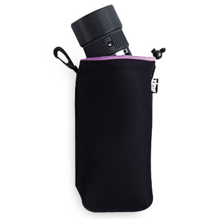 Zing Large Drawstring Pouch - Black with purple top hem (9" long/4.5" diameter) image