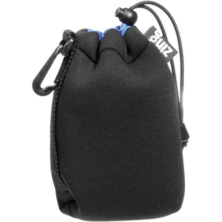 Zing Medium Drawstring Pouch - Black with blue top hem (7" long/4"diameter) image