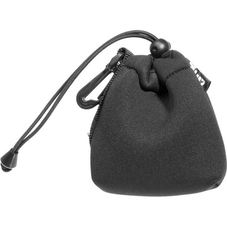 Zing Small Drawstring Pouch  - Black with black top hem  (5" long/3.75"diameter) image