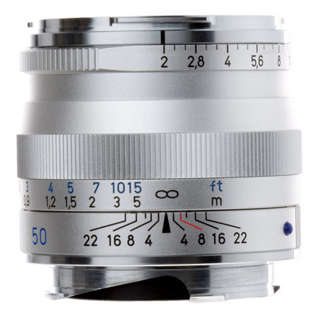 Zeiss Ikon 50mm f/2.0 T* Planar, ZM Lens for Zeiss Ikon & Leica M Mount Rangefinder Cameras, Silver