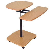 AmpliVox SN3390 Computer Cart, 29" - 36" Adjustable Height, Teak Color Shelves
