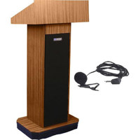 AmpliVox SW505 Wireless Executive Sound Column Lectern, 50W Multimedia Stereo Amplifier, Built-in Receiver, Wireless Lapel Mic, Medium Oak