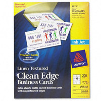 Avery Dennison Clean Edge Two Sided Inkjet Matte White Linen Business Cards, 200 2" x 3.5" Cards