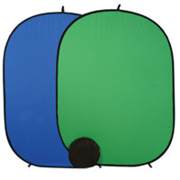 Flashpoint 39.5" x 59" Collapsible Disc Background, One Side Chroma Blue, One Side Chroma Green, with Zippered Carrying Case. image