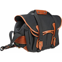 Billingham 225 SLR Camera Shoulder Bag, Black with Tan Trim. image