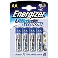 Energizer Ultimate AA Batteries, 1.5 volt Lithium, Pack of Four. image
