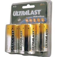 UltraLast "D" Alkaline Batteries, Pack of 4