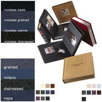 Capri Mosaic Slip-In Series Library Bound Album, 12 Pages, Holds 2" x 3" up to 10" x 10" Photos, Black Leatherette Cover and Black Pages with Gold Gilding.