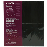 C.R. Gibson K24 Post-Bound Album Pocket Page Refill, Fits the p24 Photo Albums, Color: Black.