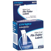 Dymo White File Folder Labels, 2-Up 9/16" x 3-7/16" - 260 Per Roll, 1 Roll Per Box