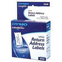 Dymo White Return Address Labels 3/4" x 2" - 500 Per Roll, 1 Roll Per Box
