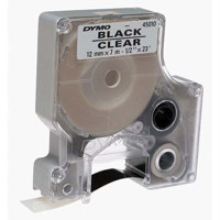 Dymo Black Print/Clear Tape, 1/2" X 23'