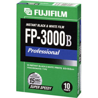 Fujifilm FP-3000B Instant Black & White Print Film, ISO 3200, 3-1/4" x 4-1/4", Pack of Ten (10)
