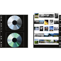 Print File CD / DVD Archival Storage Page with 8.5x11" Pocket on Reverse Side, Holds Two Discs per Page, Pack of 25 Pages.