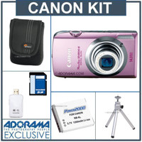Canon PowerShot SD3500 IS Digital ELPH Camera Kit,- Pink - with 8GB SD Memory Card, Camera Case, Spare NB-6L Type Lithium-ion Battery, Table Top Tripod, USB 2.0 SD Card Reader