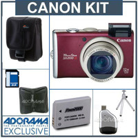 Canon Powershot Sx200 Is Dig Cam Kit,red W/8 Gb Sd Card