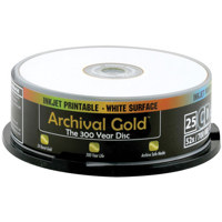 Delkin CD-R Archival Gold, Inkjet Printable, 700mb, 74 Minute, 25 Pack on Spindle