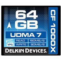 Delkin 64GB Compact Flash 1000x UDMA 7 Memory Card, 150MB/s Read, 80MB/s Write