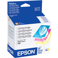 Epson Yellow, Magenta, Cyan Ink Cartridge Set for the Stylus CX5200, CX5400 & Stylus C82 Series of Inkjet Printers.