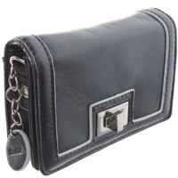 Kodak Fashion Square Clutch Bag, Faux Leather with Nickel Finish Turnlock Closure, Black image