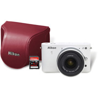 Nikon 1 J1 10.1MP 1080p Mirrorless Digital Camera + Nikon 1 10-30mm VR Zoom Lens + Leather Body Case + 8GB SD card