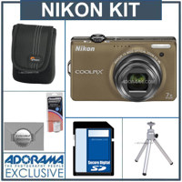 Nikon Coolpix S6000 Digital Camera, - Bronze - with 8GB SD Memory Card, Camera Case, Table Top Tripod , Spare EN EL-12 Lithium-Ion Battery, 2 Year Extended Serv