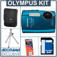 Olympus Stylus Tough 3000 Digital Camera Kit,- Blue - with 8GB SD Memory Card, Camera Case, Table Top Tripod, Spare LI-42B Type Lithium-ion Battery, EZ Digital Photography Guide Card