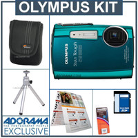 Olympus Stylus Tough 3000 Digital Camera Kit,- Green - with 8GB SD Memory Card, Camera Case, Table Top Tripod, Spare LI-42B Type Lithium-ion Battery, EZ Digital Photography Guide Card