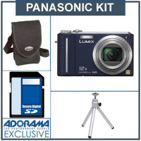 Panasonic Lumix DMC-ZS3A 10.1 Megapixel Digital Camera Blue with 4 GB SD Memory Card, Camera Case, Table Top Tripod