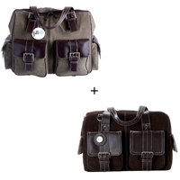 Jill.e Combo Weatherproof Large Rolling Camera Notebook &amp; Accessory Bag and Medium Chocolate Brown Suede with brown leather trim Camera Bag image