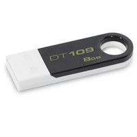 Kingston Technology DataTraveler 109 DT109K/8GBZ 8GB Flash Drive, External, USB 2.0, Black and White