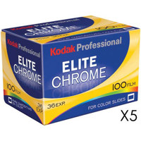 Kodak Elite Chrome EB 100 Color Slide Film ISO 100, 35mm Size, 36 Exposure, Transparency, (Pack OF 5) *USA*