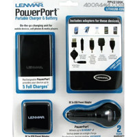 Lenmar Portable Charger and Lithium Battery PowerPort Kit with AC to USB, DC to USB, Retractable Cable and Carrying Case image