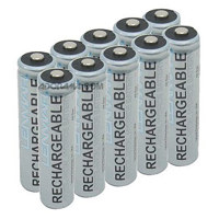Lenmar AA Rechargeable Batteries, 1.2 volt No-Memory Pro Nickel Metal-Hydride, 2500 mAh, Pack of Ten.